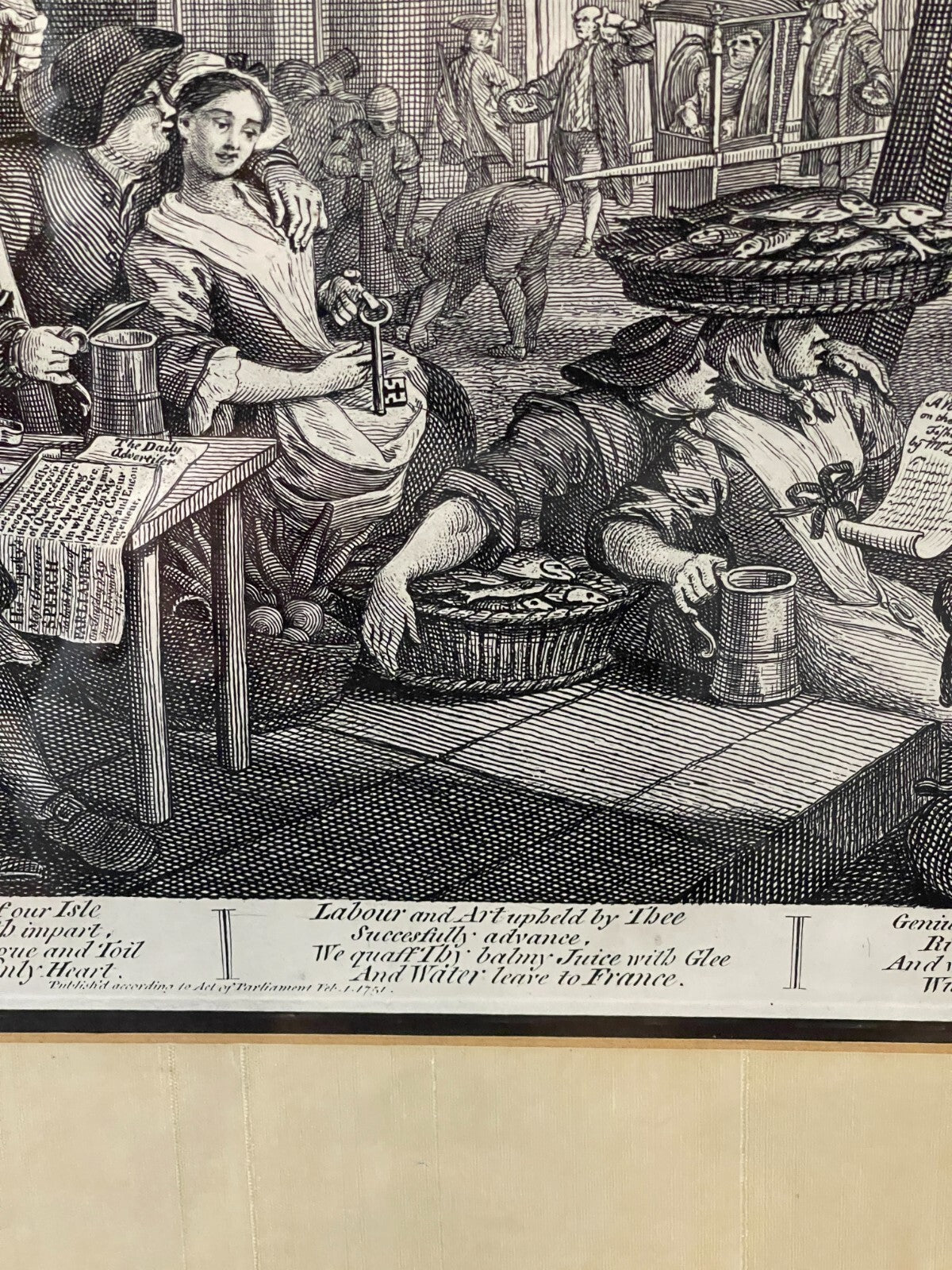 1822 BEER STREET &amp; GIN LANE Authentic Hogarth Heath Ed. Antique Prints FRAMED