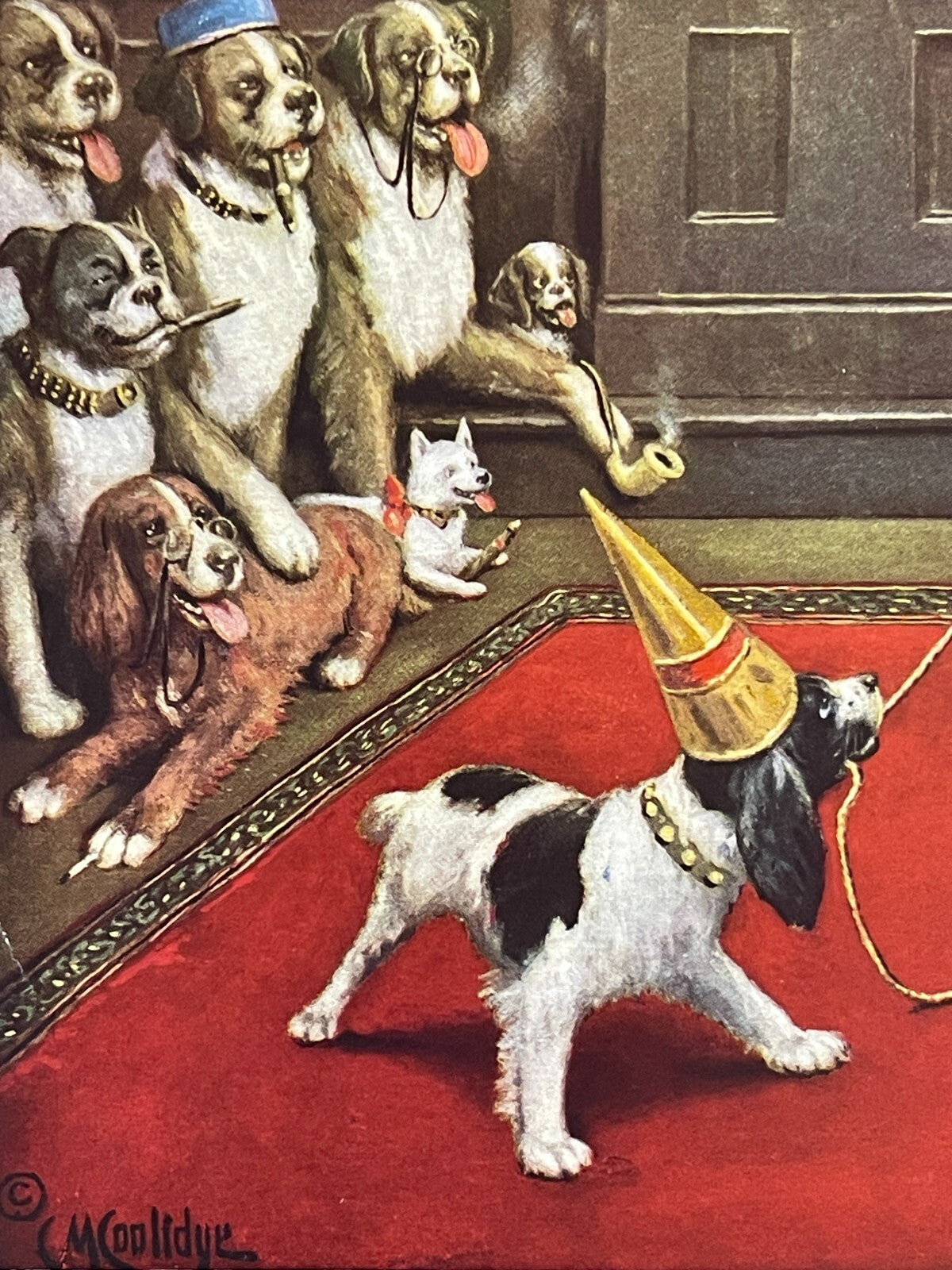 C.M. Coolidge RIDING THE GOAT Masonic Initiation Saint Bernard Dogs