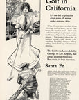 1902 Santa Fe Railroad Print Ad Golf In California Woman Golfer Caddy