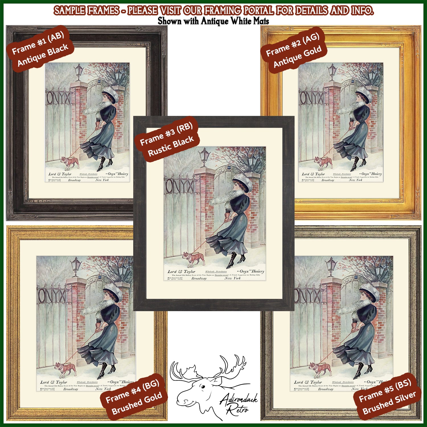 a set of four framed pictures of a woman with a deer