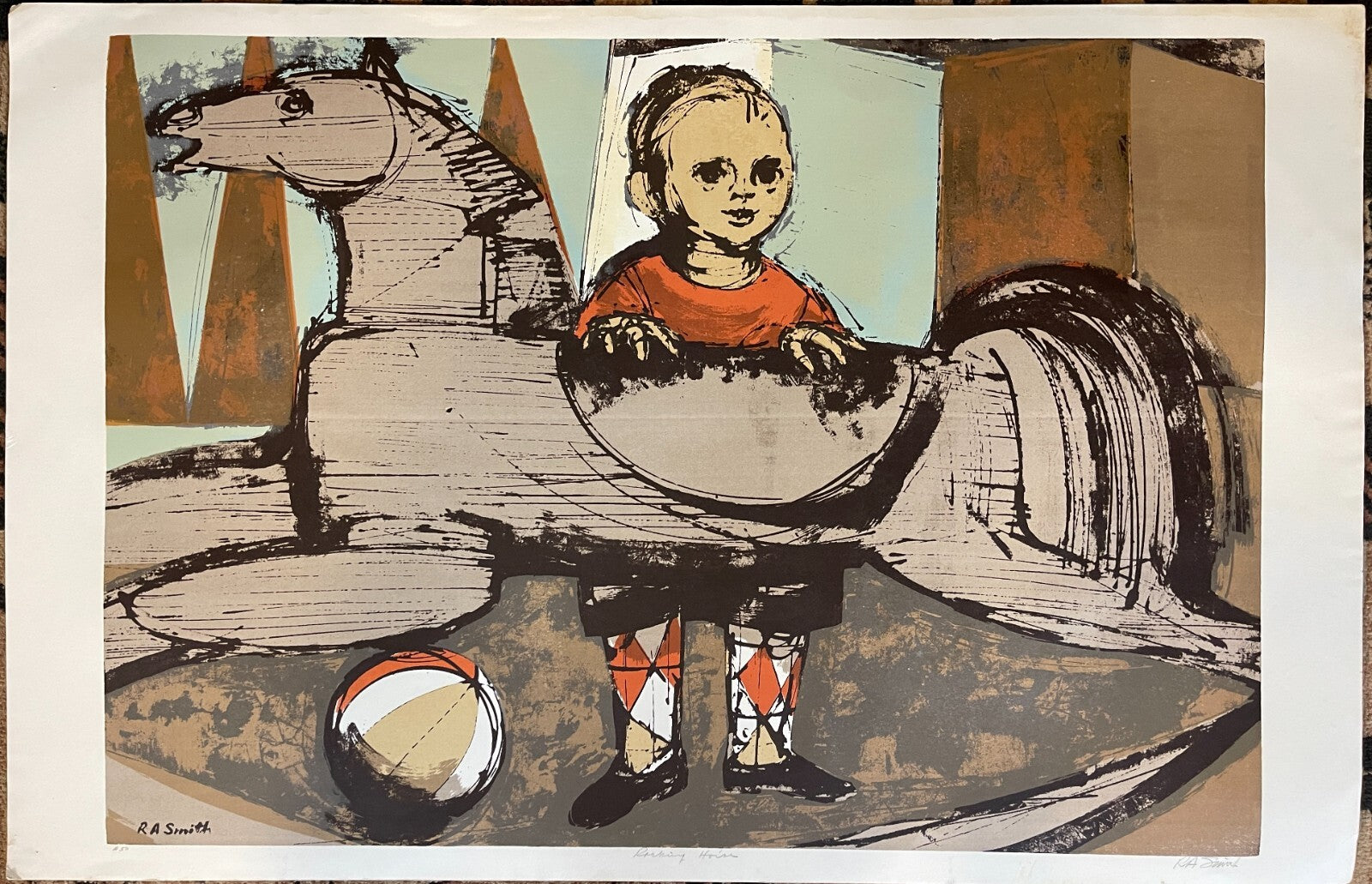 ROCKING HORSE Robert Alan Smith ORIGINAL Artist Signed Serigraph c 1960 Ltd. Ed.