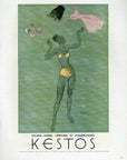 1947 Kestos Lingerie Vintage French Fashion Print Ad Raymond Brenot Illustration