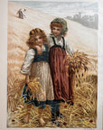 1890 "Little Gleaners" Chromolithograph Print | Magazine Illustration