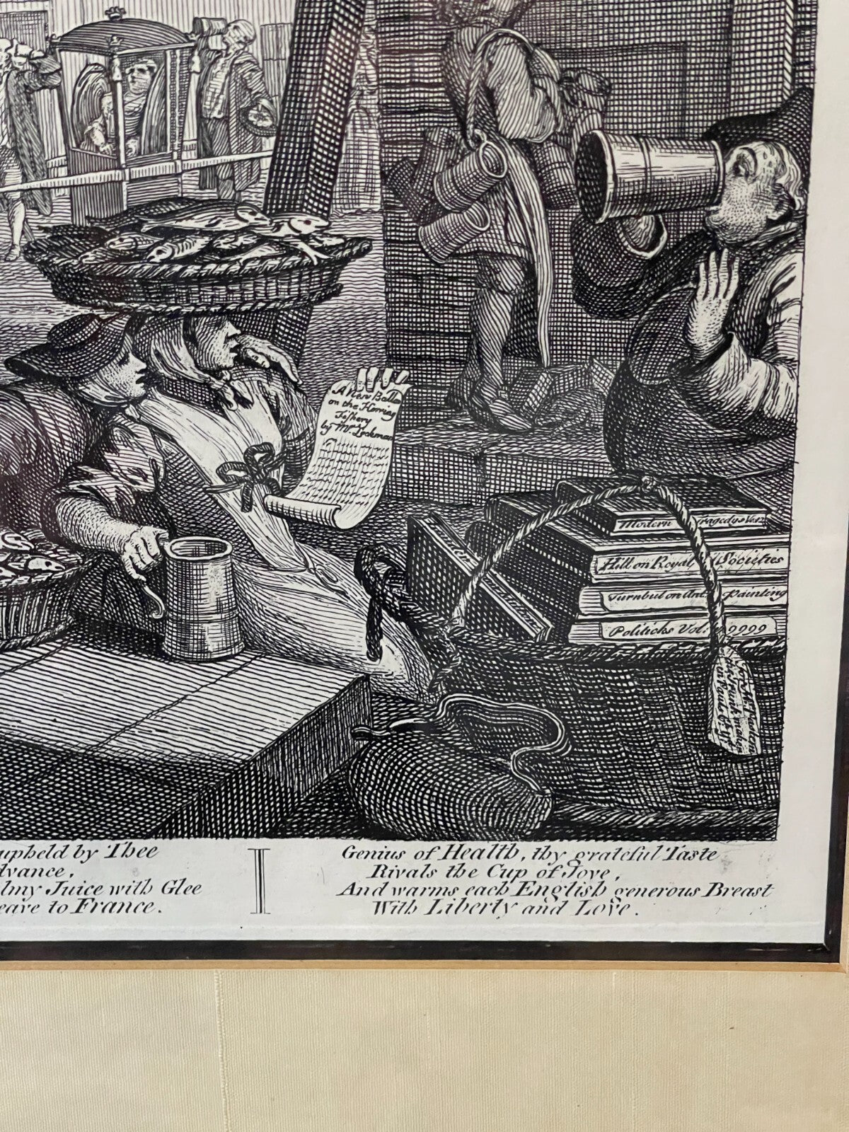 1822 BEER STREET &amp; GIN LANE Authentic Hogarth Heath Ed. Antique Prints FRAMED