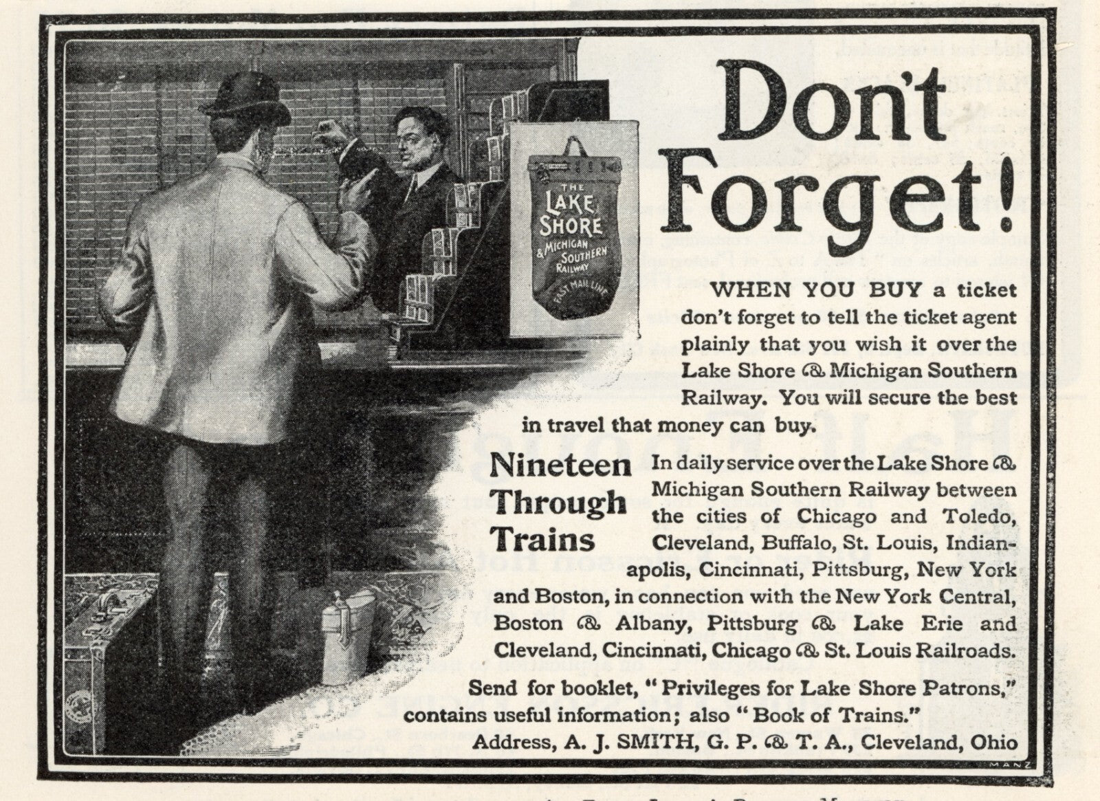 1903 Lake Shore & Michigan Vintage Railroad Advertisement – Adirondack ...