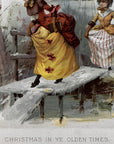 1893 "Christmas In Ye Olden Times" Chromolithograph Print | Magazine Illustration