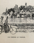1893 Old Bridge At Vernon Antique Magazine Wood Engraving
