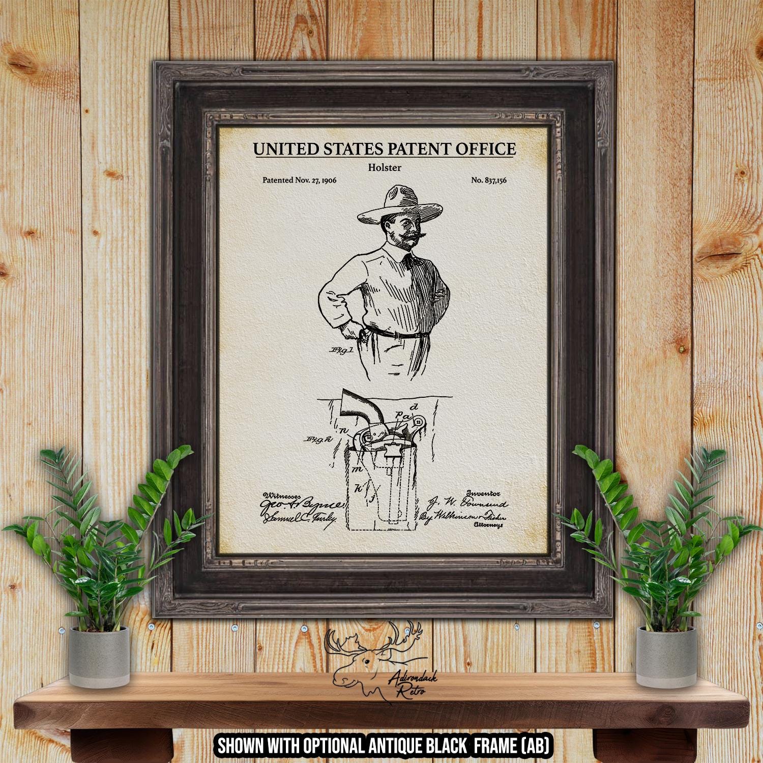 1906 Holster Patent Print - Vintage Equestrian Art - Cowboy Poster Art at Adirondack Retro