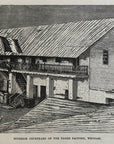 1892 Interior Courtyard Of The Fabre Factory, Whydah Antique Wood Engraving