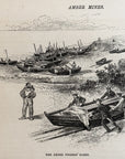 1893 The Amber Fishers’ Fleet Antique Magazine Wood Engraving