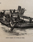 1893 The Amber Fishers And Divers At Work Antique Magazine Wood Engraving