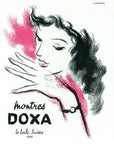 1951 Doxa Montres Watch Vintage Print Ad A.J. Veilhan Illustration France Pink