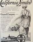 1910 Santa Fe Railroad Print Ad California Ltd. Grand Canyon Hotel del Coronado