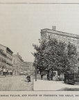 1893 Reichstag Palace, Statue Of Fredrick The Great Antique Wood Engraving