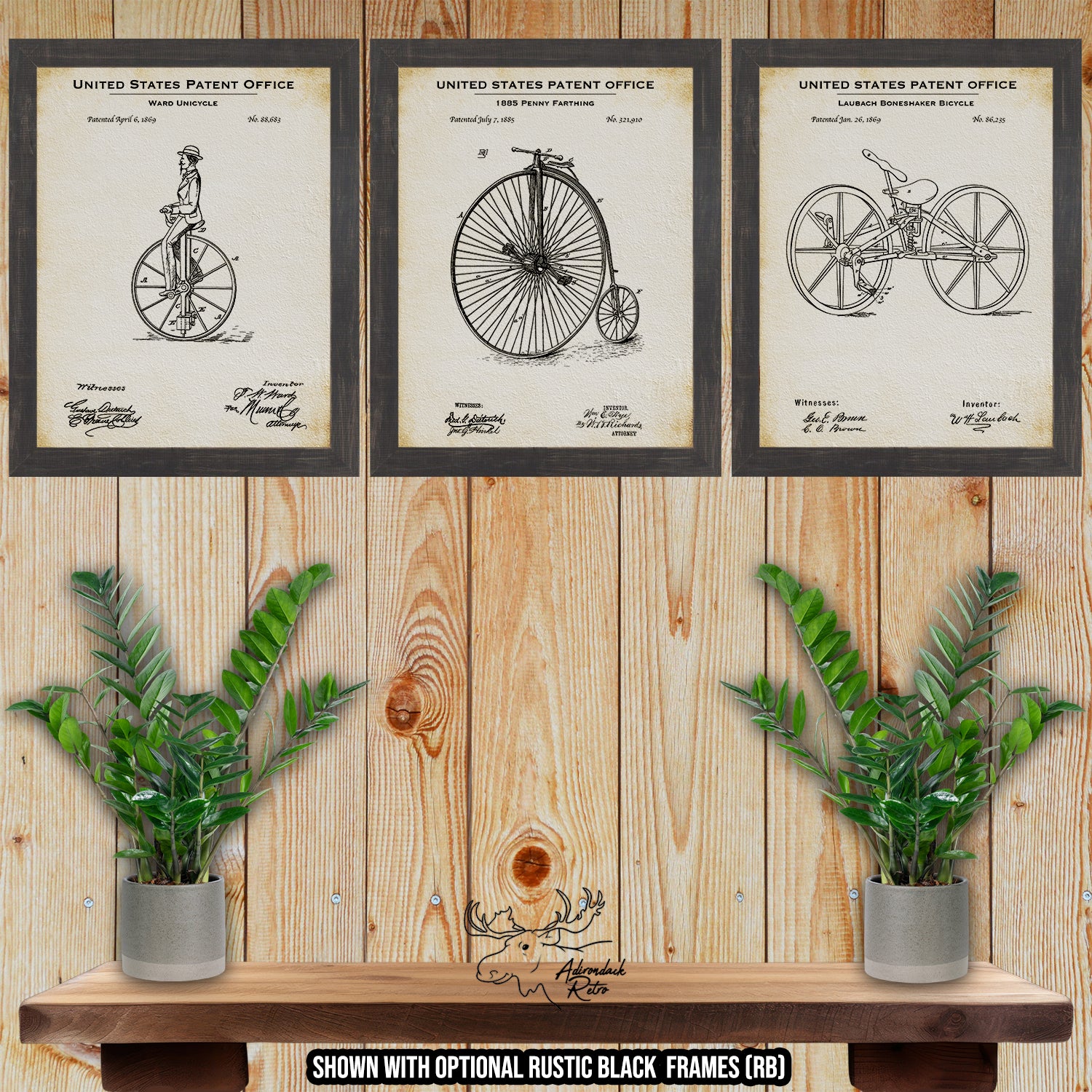 Antique Cycling Patent Print Set of 3 at Adirondack Retro