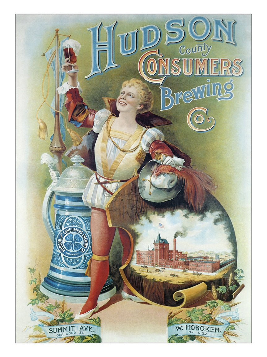 Hudson County Consumers Brewing Co. Giclee Beer Print at Adirondack Retro