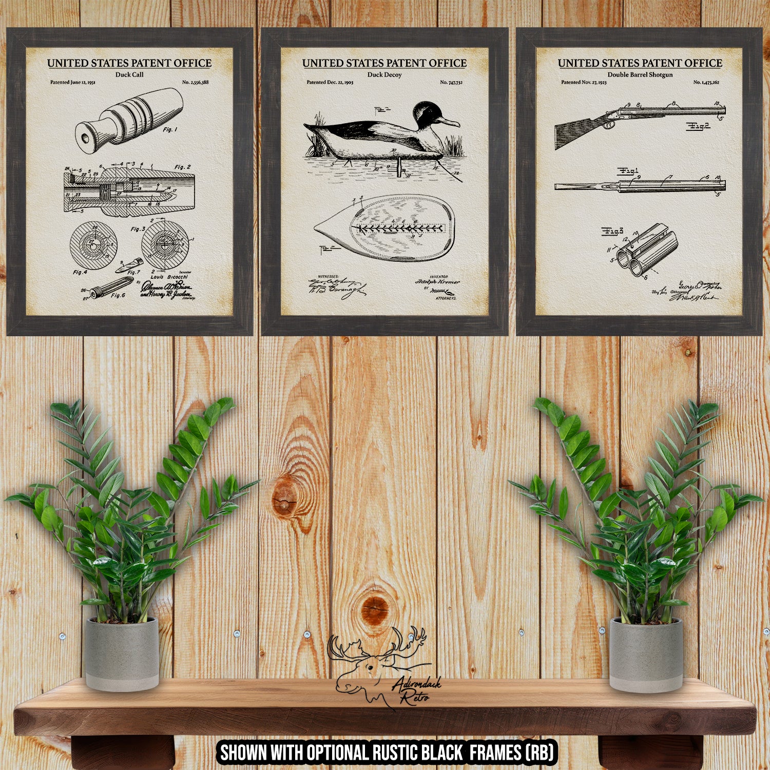 Duck Hunting Patent Print Set of 3 at Adirondack Retro