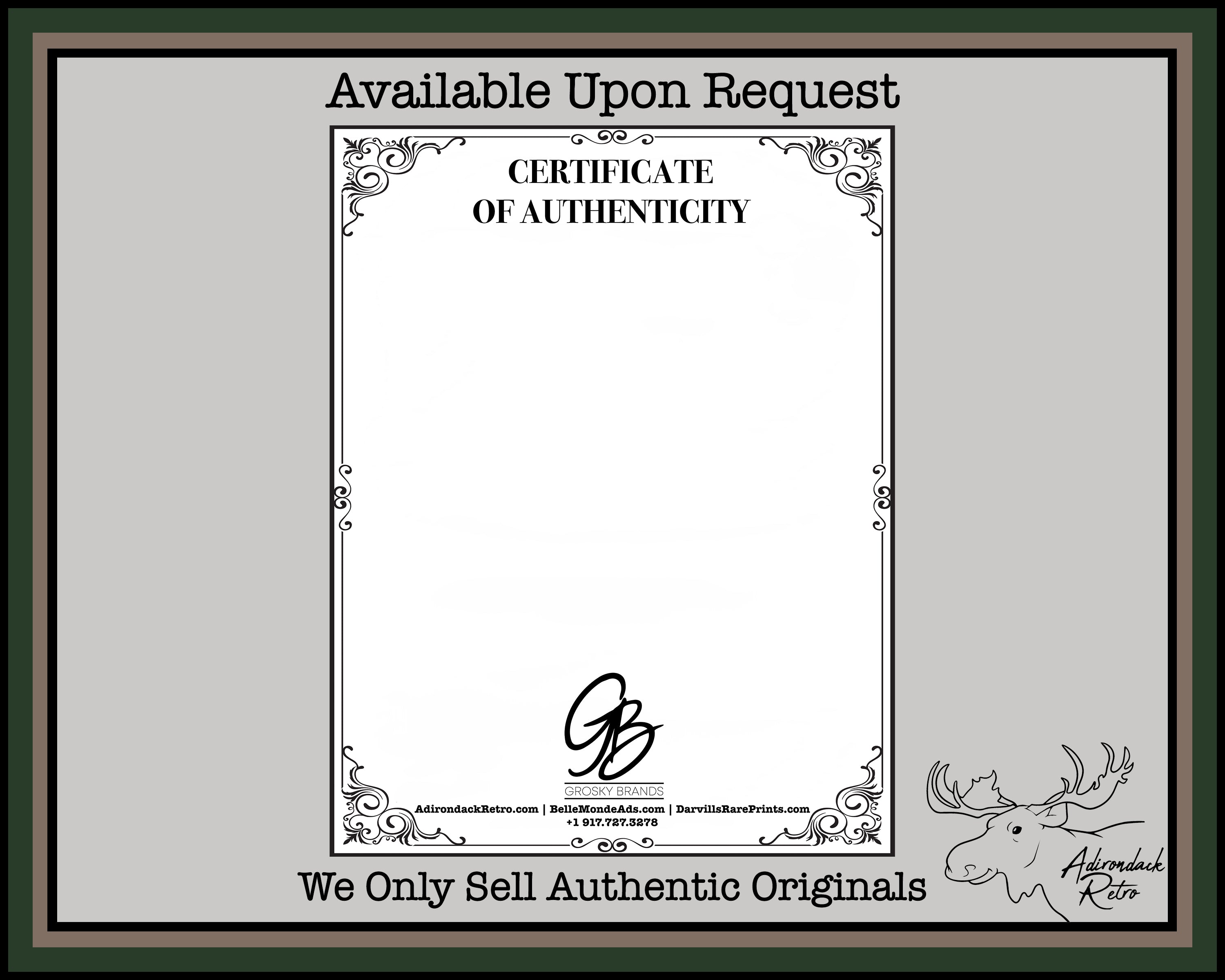 Grosky Brands Certificate Of Authenticity Sample
