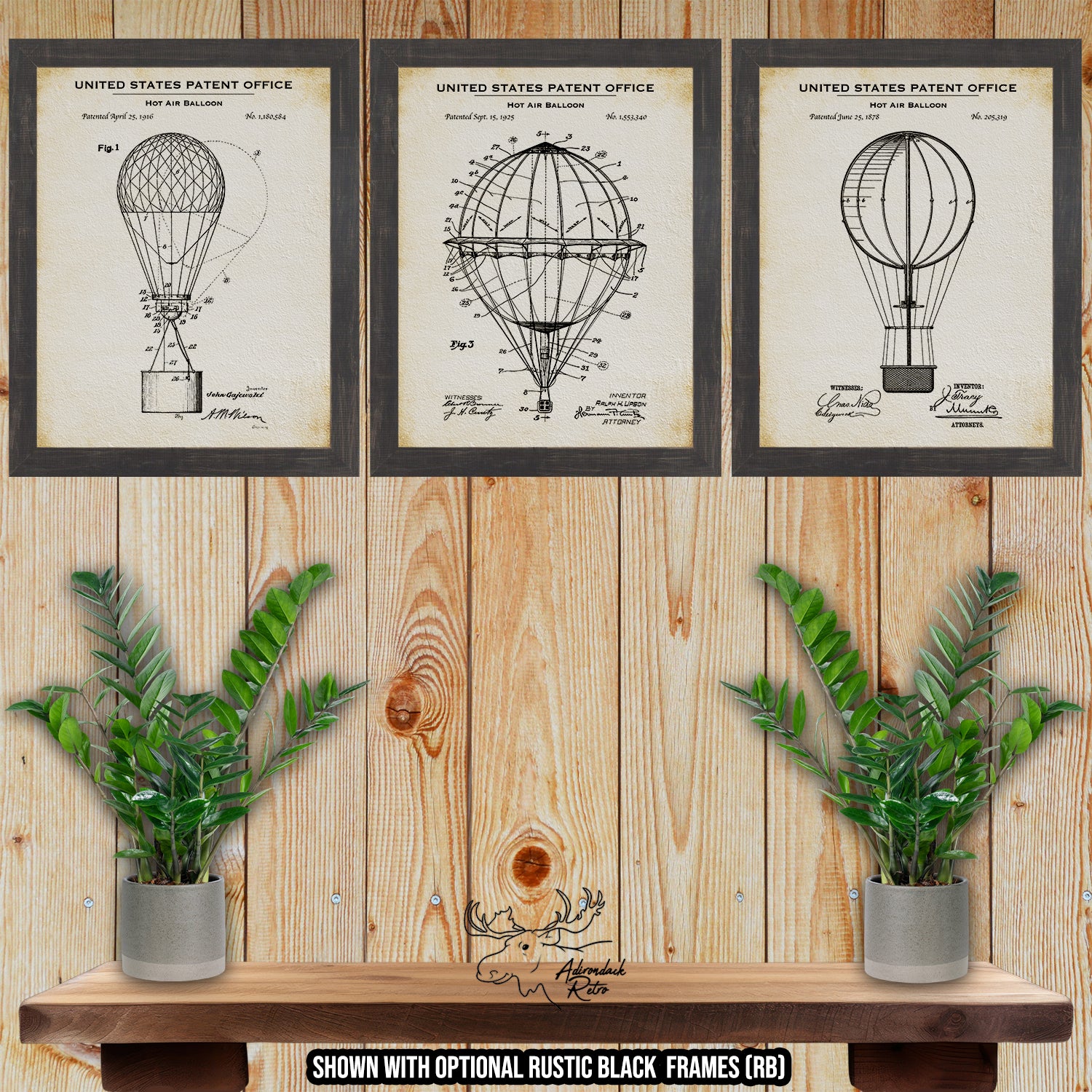 Hot Air Ballooning Patent Print Set of 3 at Adirondack Retro