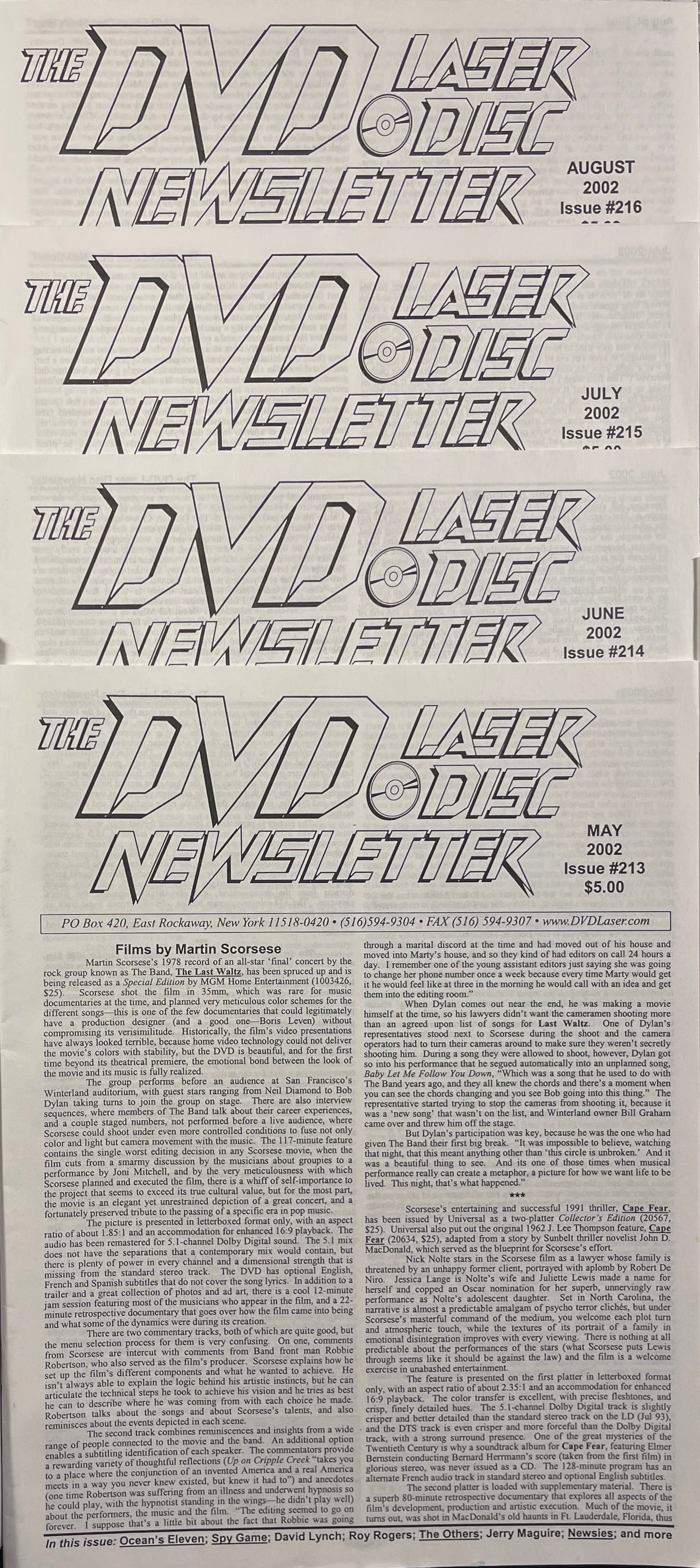 The DVD-Laser Disc Newsletter - 11 Issues (Jan-Oct, Dec) 2002