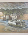 The Vashon Ferry Orcas Landing 1981 Artist Signed Print at Adirondack Retro