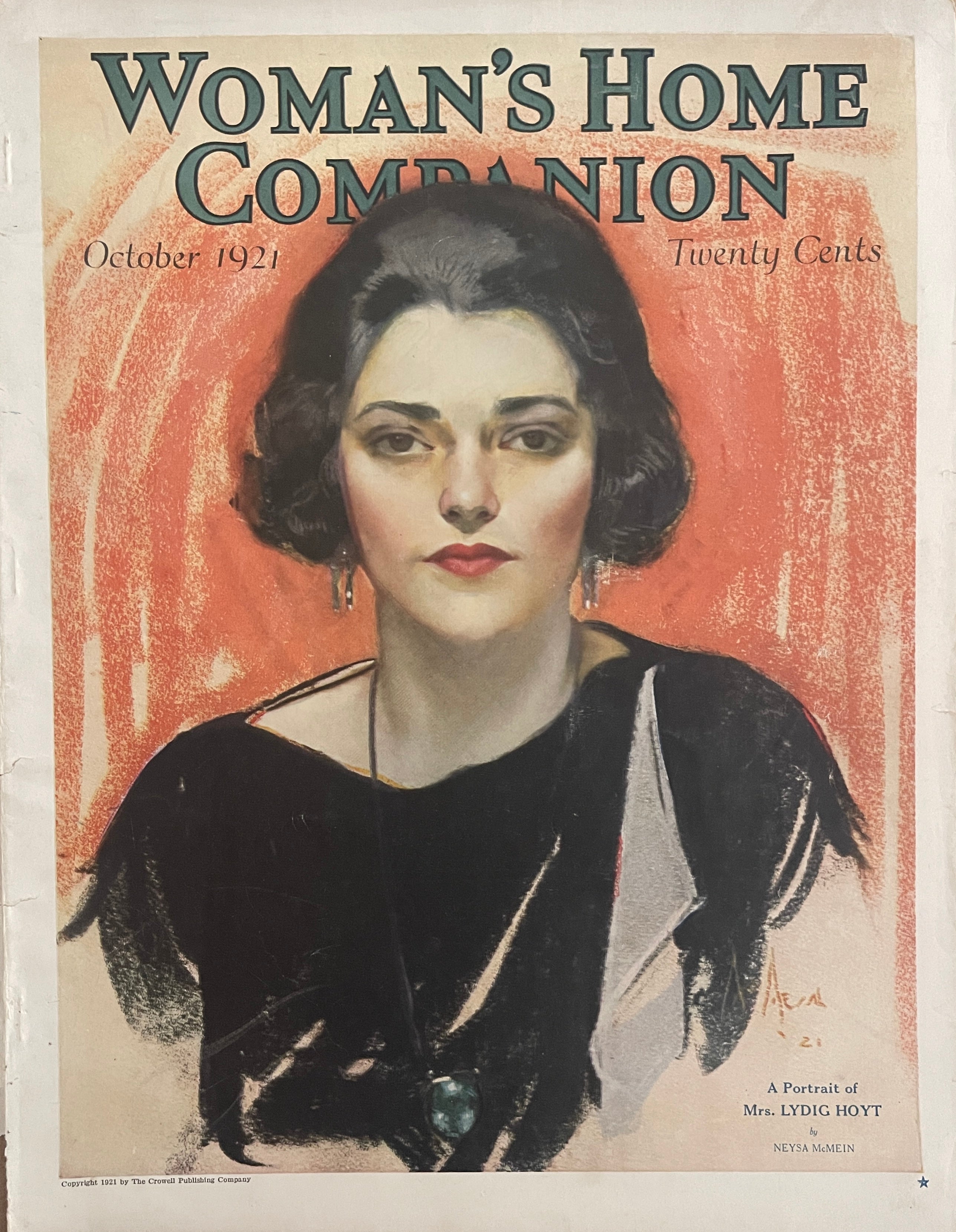 October 1921 Woman’s Home Companion cover—portrait of Mrs. Lydig Hoyt by Neysa McMein, vintage magazine cover (cover only)