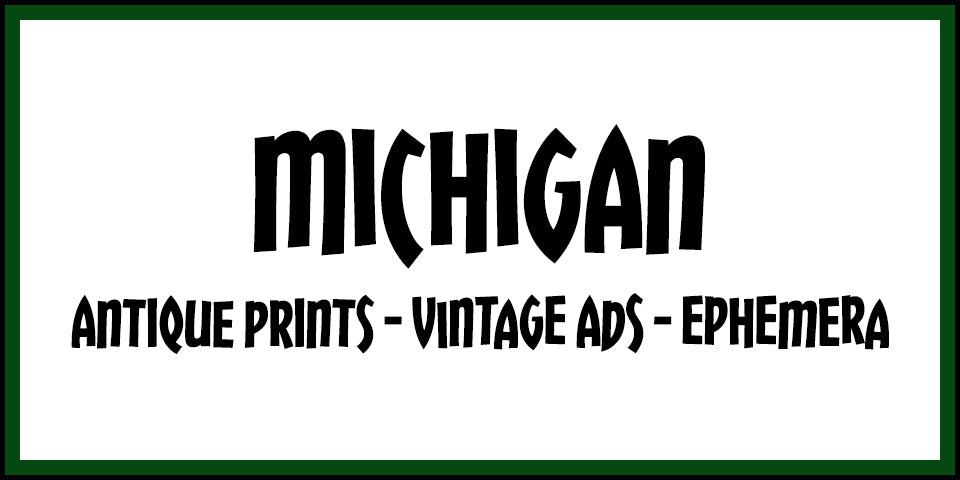 Vintage Michigan Advertisements, Antique Prints and Ephemera at Adirondack Retro