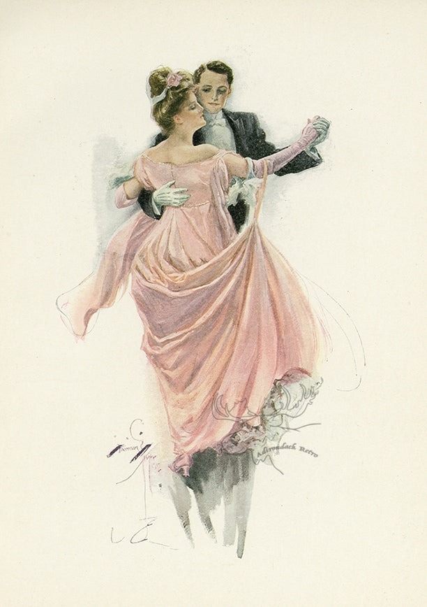 1907 Harrison Fisher Antique Print - A Waltz Song - Plate #13 at Adirondack Retro
