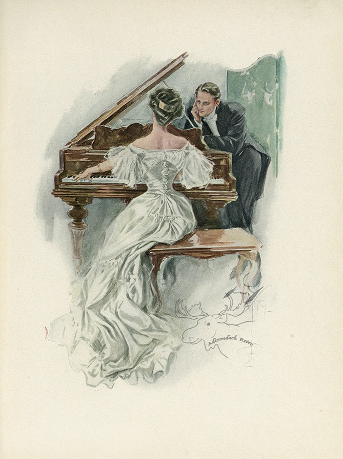 1907 Harrison Fisher Antique Print - Lost In A Song - Plate #21 at Adirondack Retro
