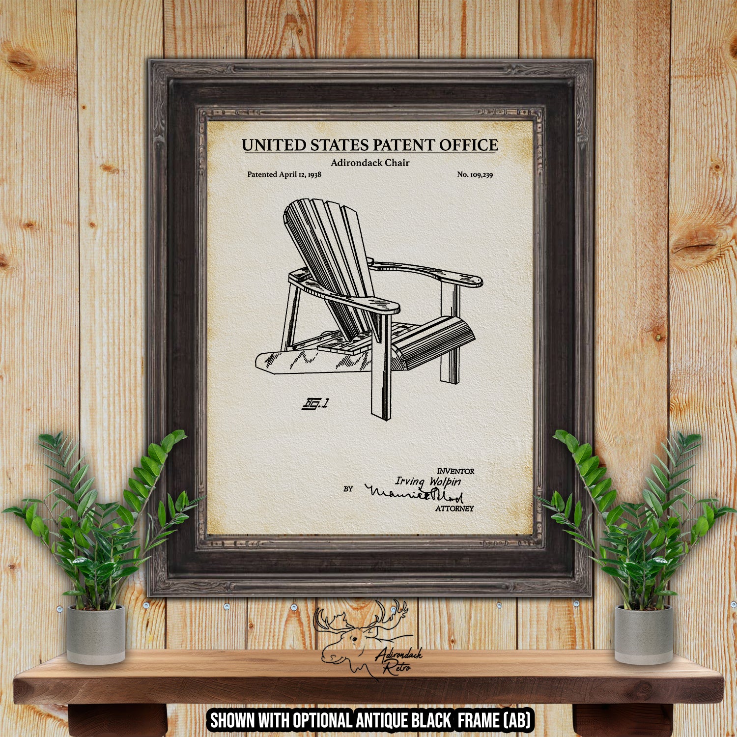 Adirondack Chair 1938 Patent Print at Adirondack Retro