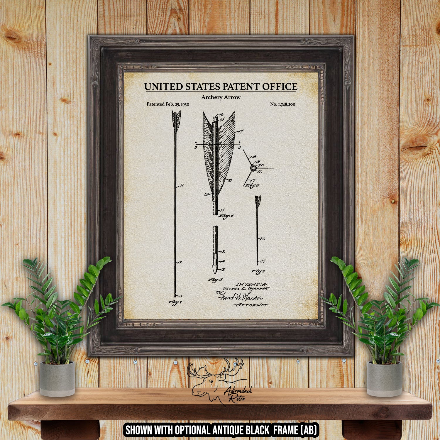 Archery Arrow 1930 Patent Print at Adirondack Retro