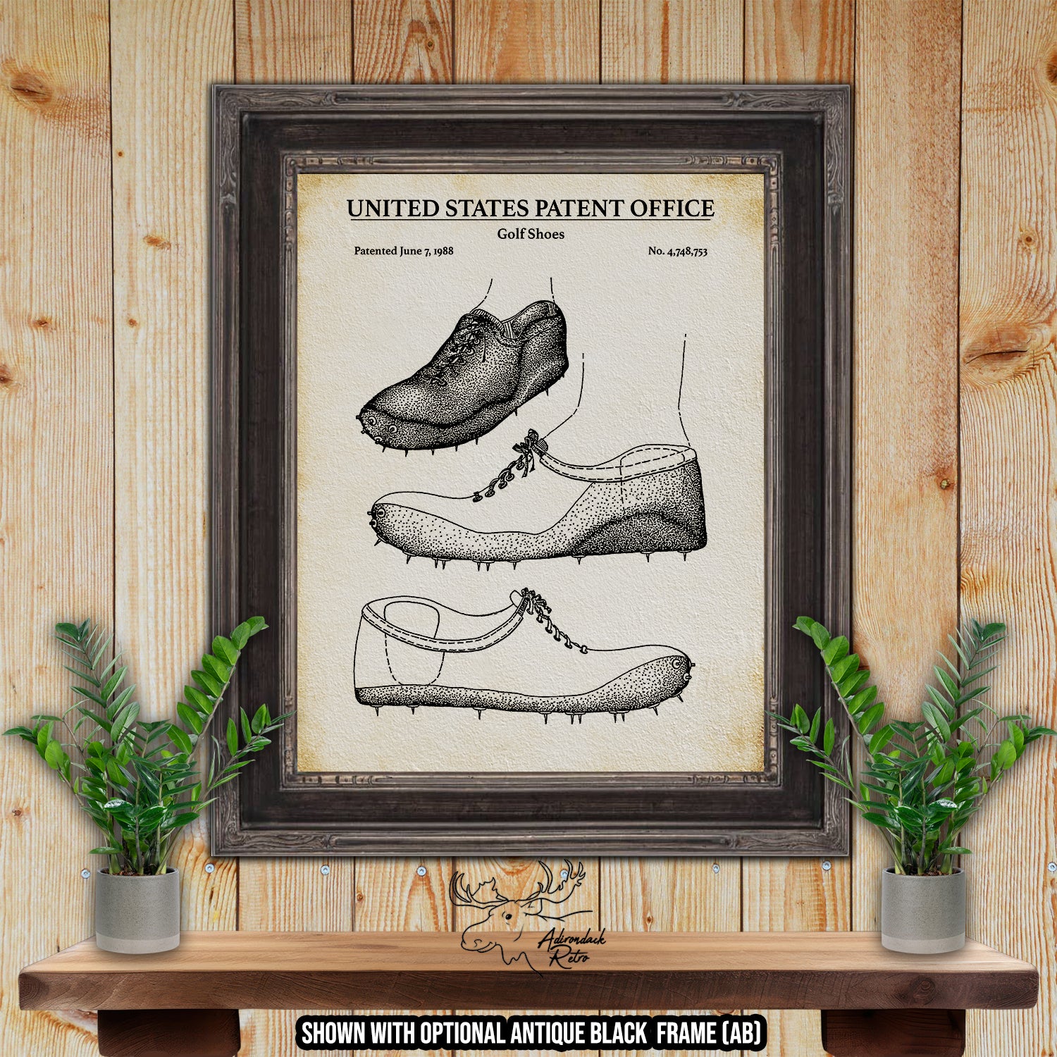 Golf Shoes 1988 Patent Print at Adirondack Retro