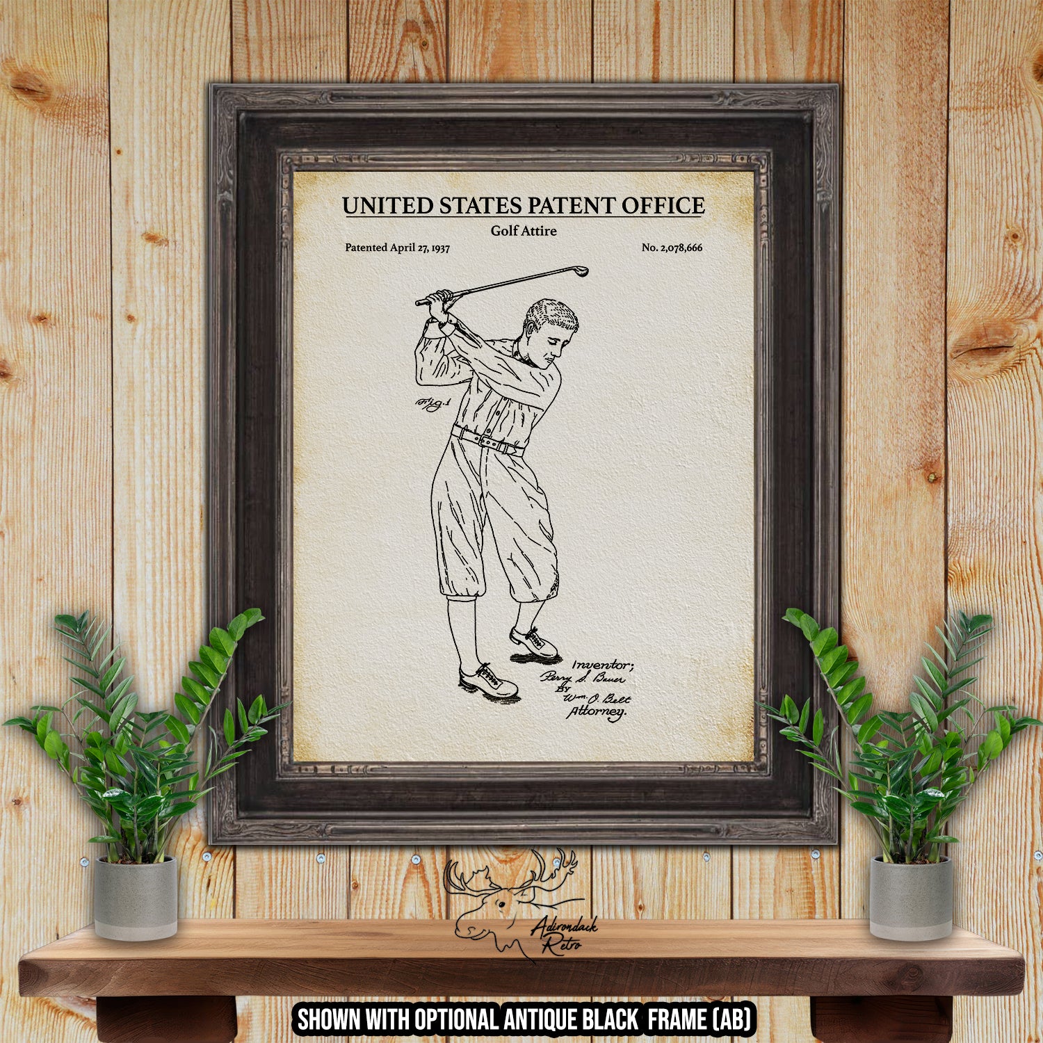 Golf Attire 1937 Patent Print at Adirondack Retro