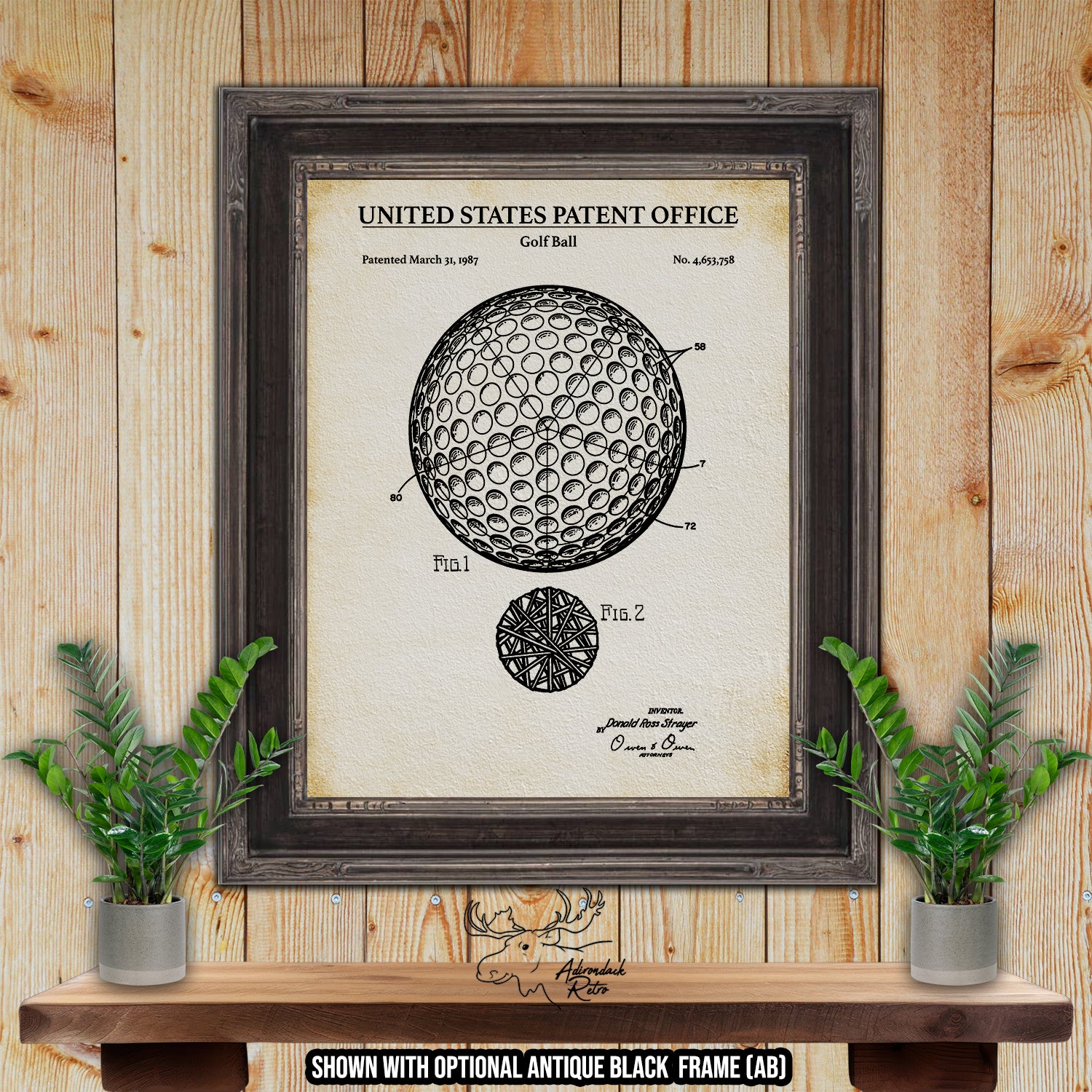 Golf Ball 1987 Patent Print at Adirondack Retro