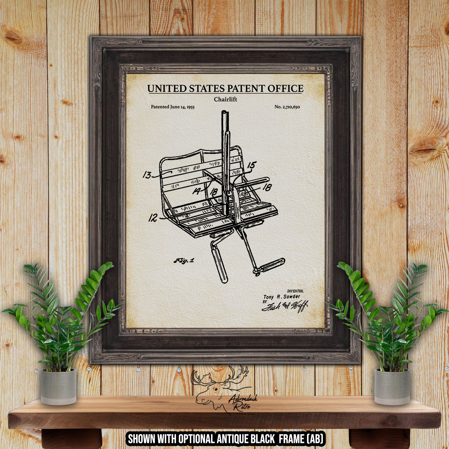 Chairlift 1955 Patent Print at Adirondack Retro