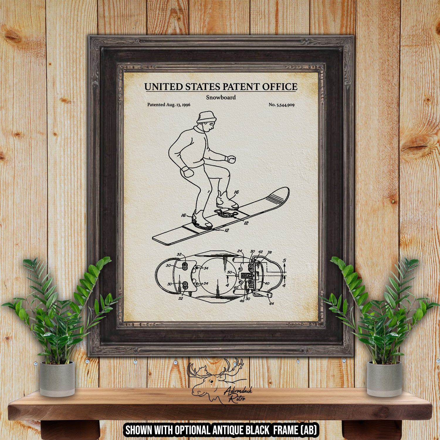 Snowboard 1996 Patent Print at Adirondack Retro