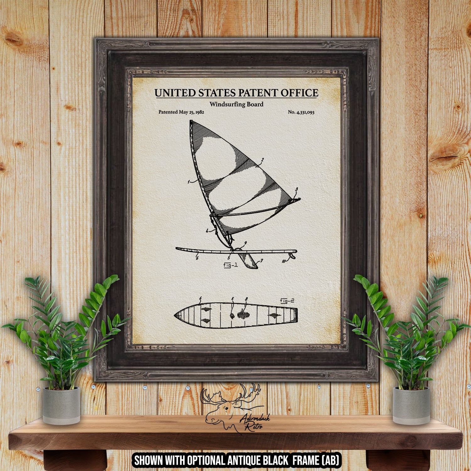 Windsurfing Board 1982 Patent Print at Adirondack Retro