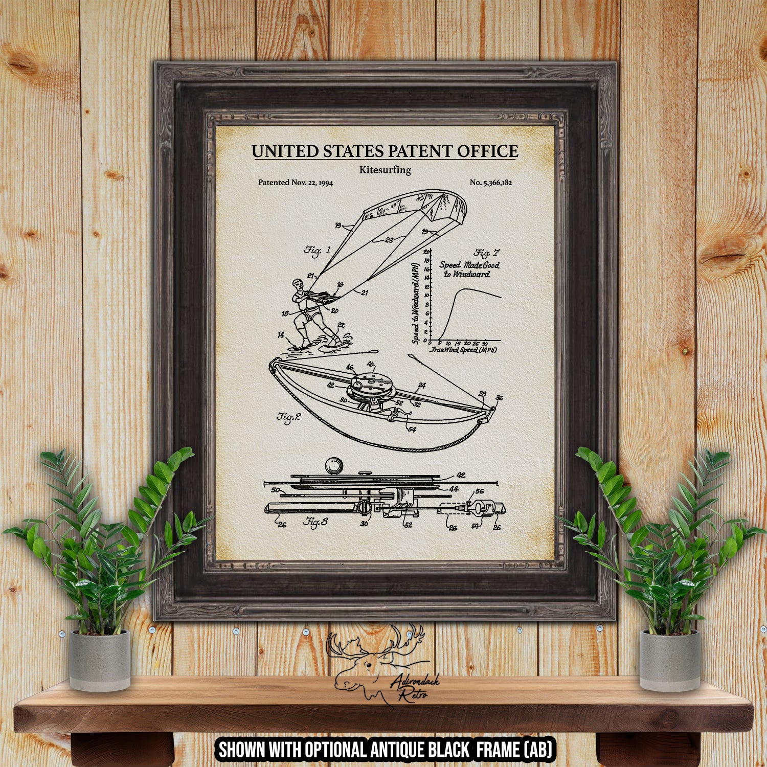 Kitesurfing 1994 Patent Print at Adirondack Retro