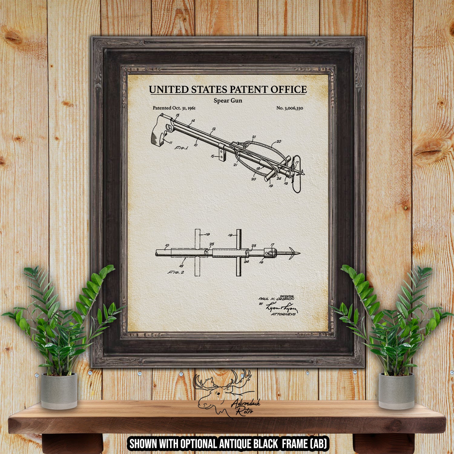 Spear Gun 1961 Patent Print at Adirondack Retro