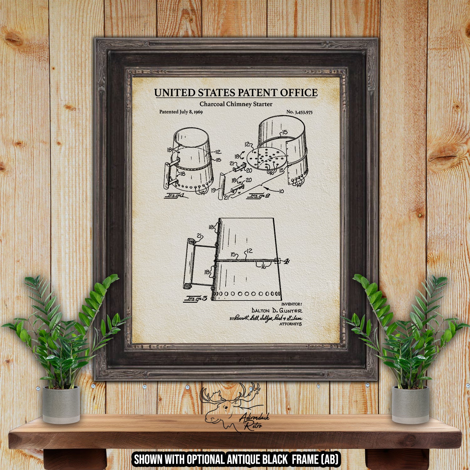 Charcoal Chimney Starter 1969 Patent Print at Adirondack Retro