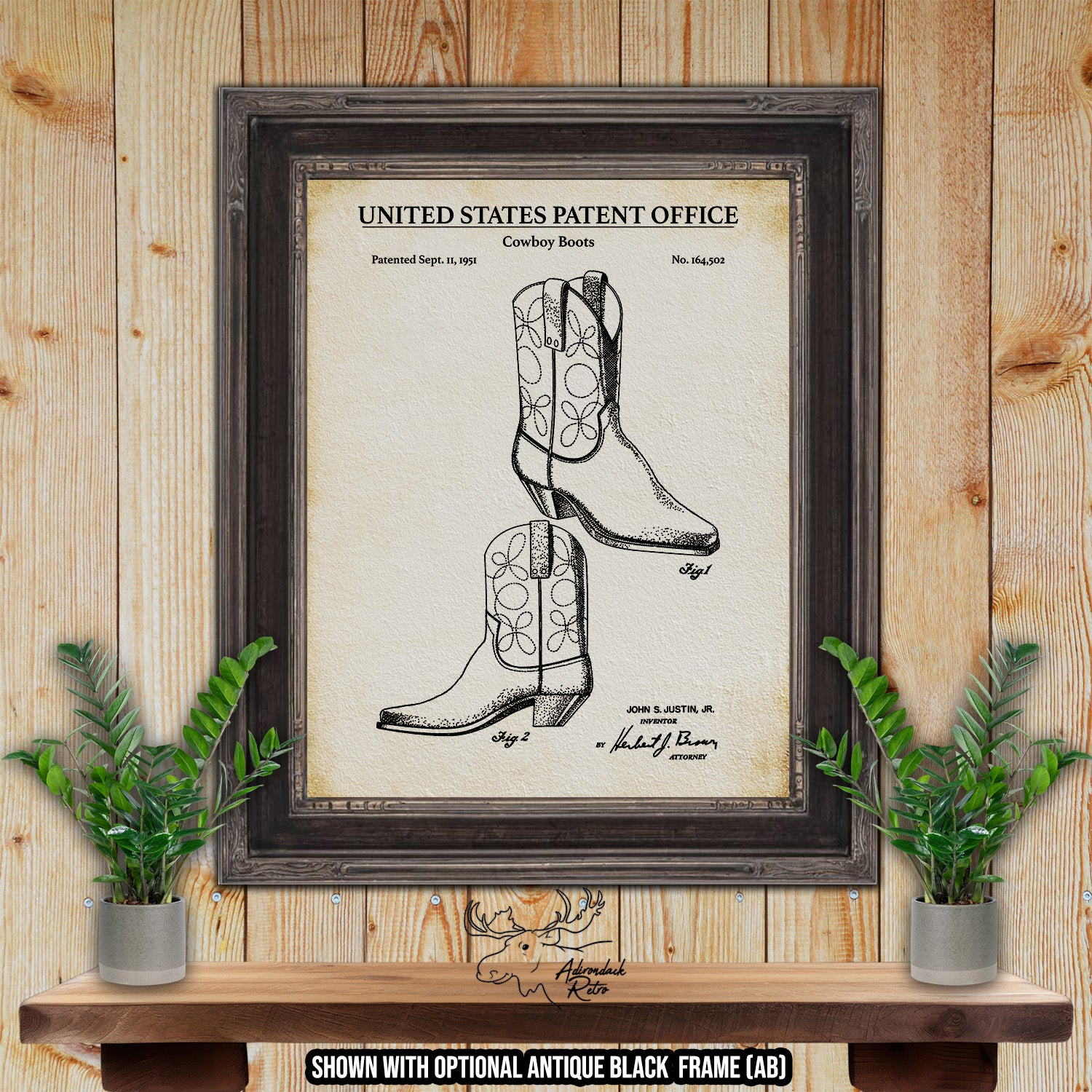 Cowboy Boots 1951 Patent Print at Adirondack Retro