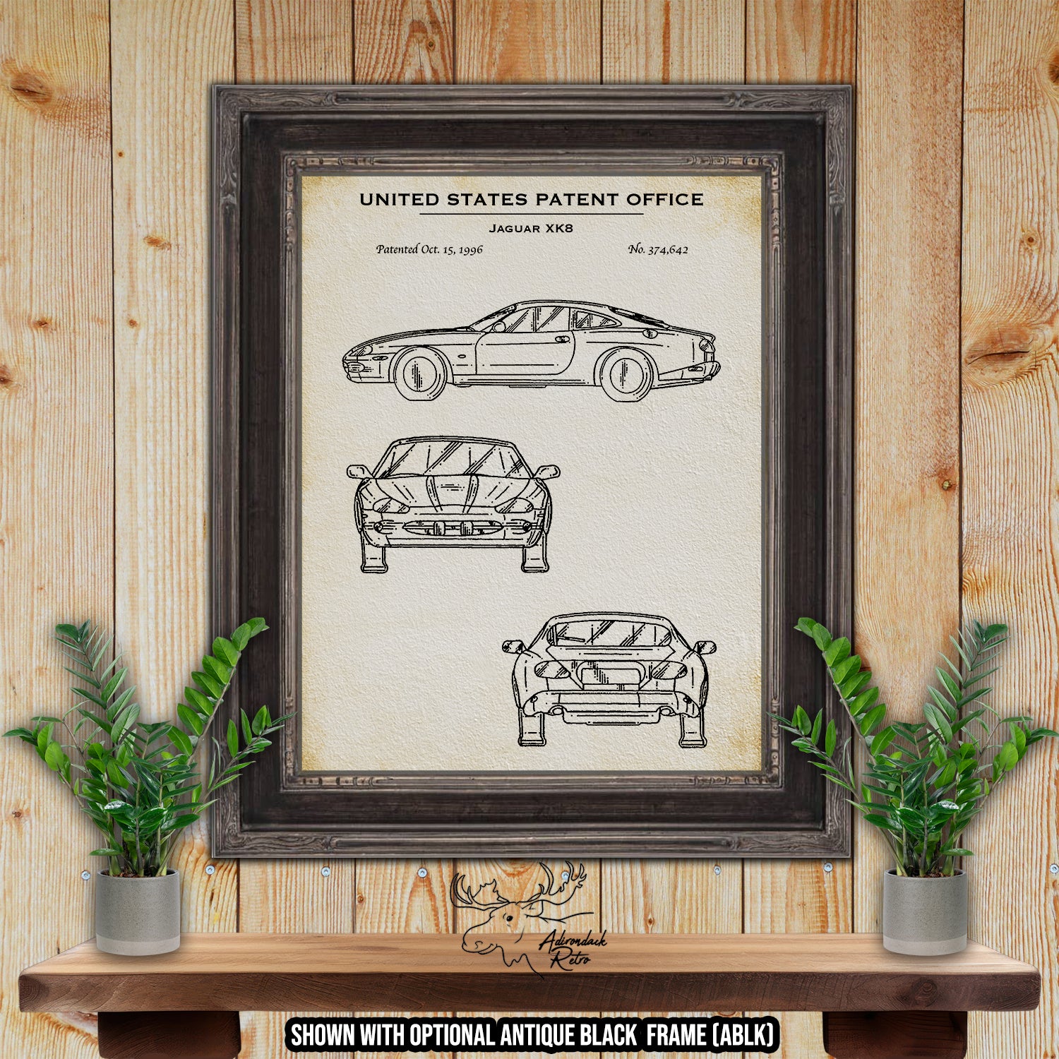 Jaguar XK8 1996 Automobile Patent Print | Adirondack Retro
