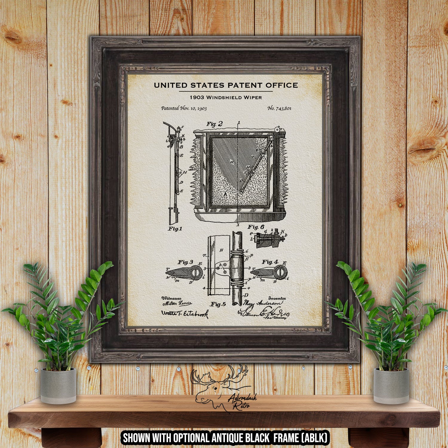 Windshield Wiper 1903 Patent Print | Adirondack Retro
