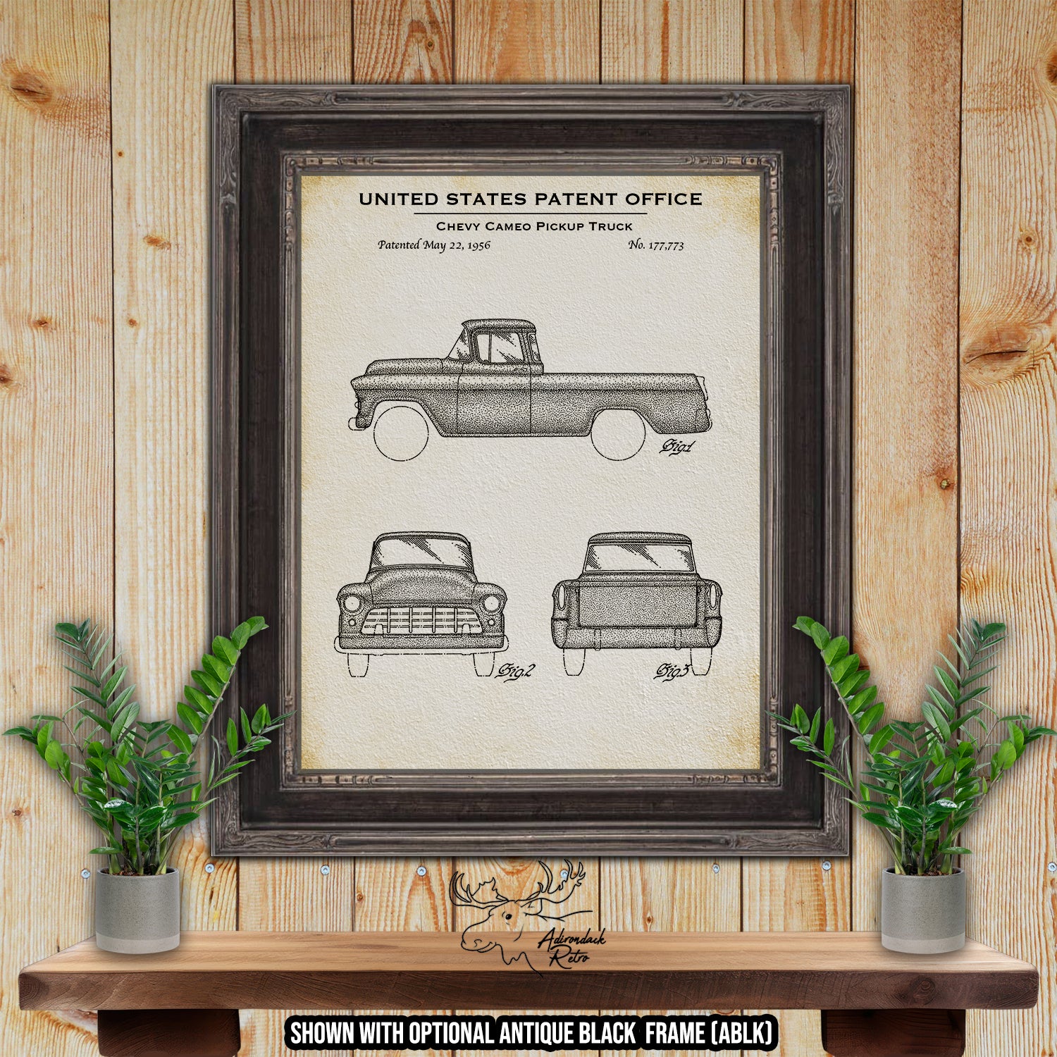 Chevrolet Cameo Pickup Truck 1956 Patent Print | Adirondack Retro