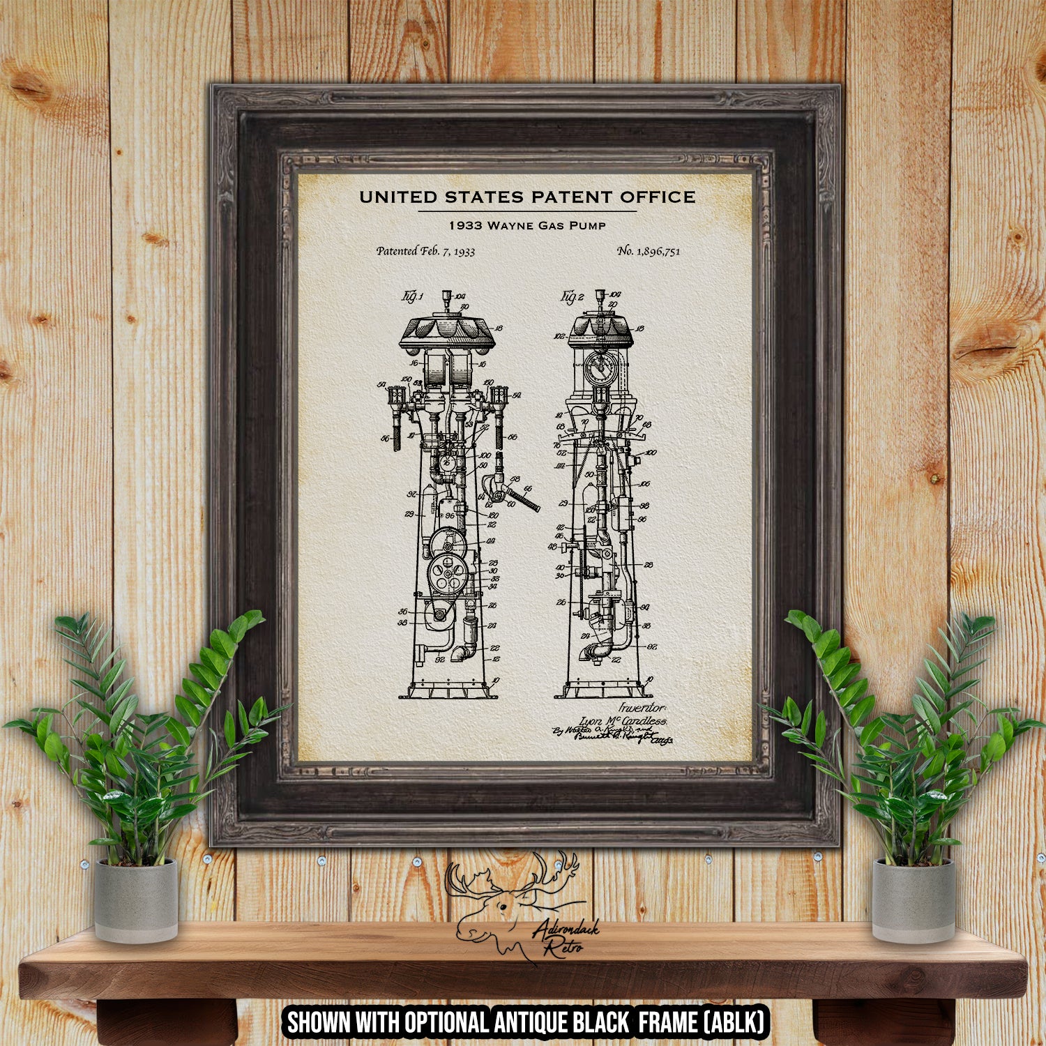 Wayne Gas Pump 1933 Patent Print | Adirondack Retro