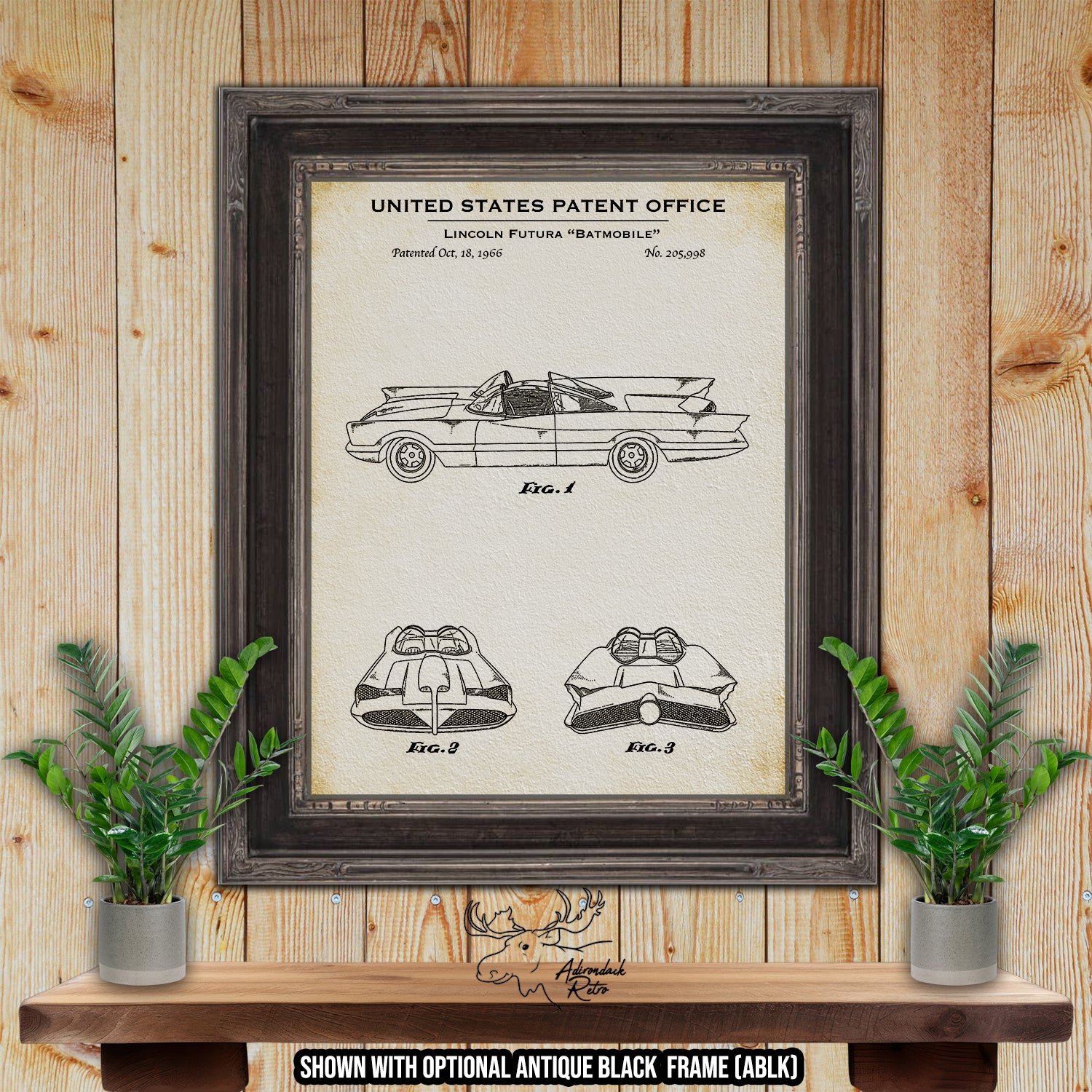 George Barris Lincoln Futura Batmobile 1966 Automobile Patent Print | Adirondack Retro