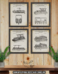 Pontoon Boat Patent Print Set of 4 at Adirondack Retro