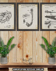 Snorkeling Patent Print Set of 3 at Adirondack Retro