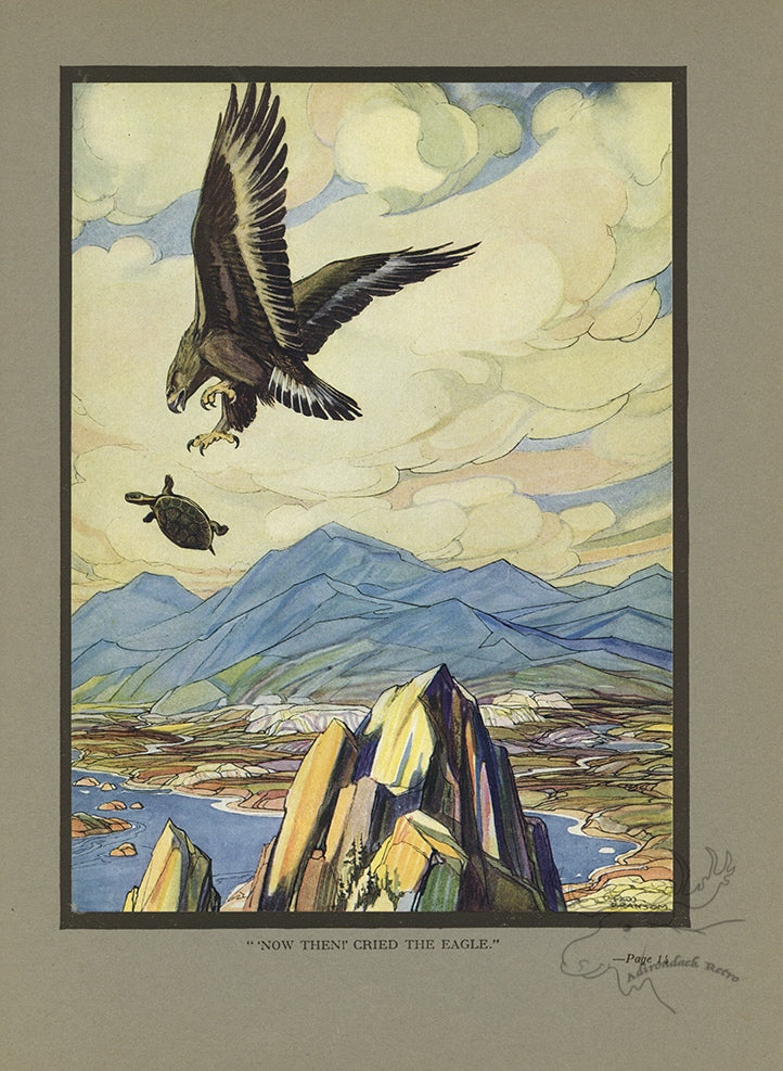 The Tortoise and The Eagle Limited Edition Tipped-In Color Book Plate - Paul Bransom Antique Print at Adirondack Retro