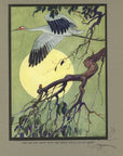 The Hummingbird and The Crane Limited Edition Tipped-In Color Book Plate - Paul Bransom Antique Print at Adirondack Retro
